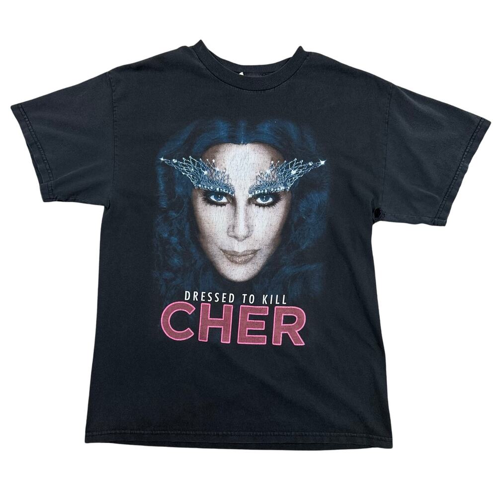 Cher Dressed To Kill Tour Tee Men’s Medium Faded Black Band T-Shirt Y2K 2014